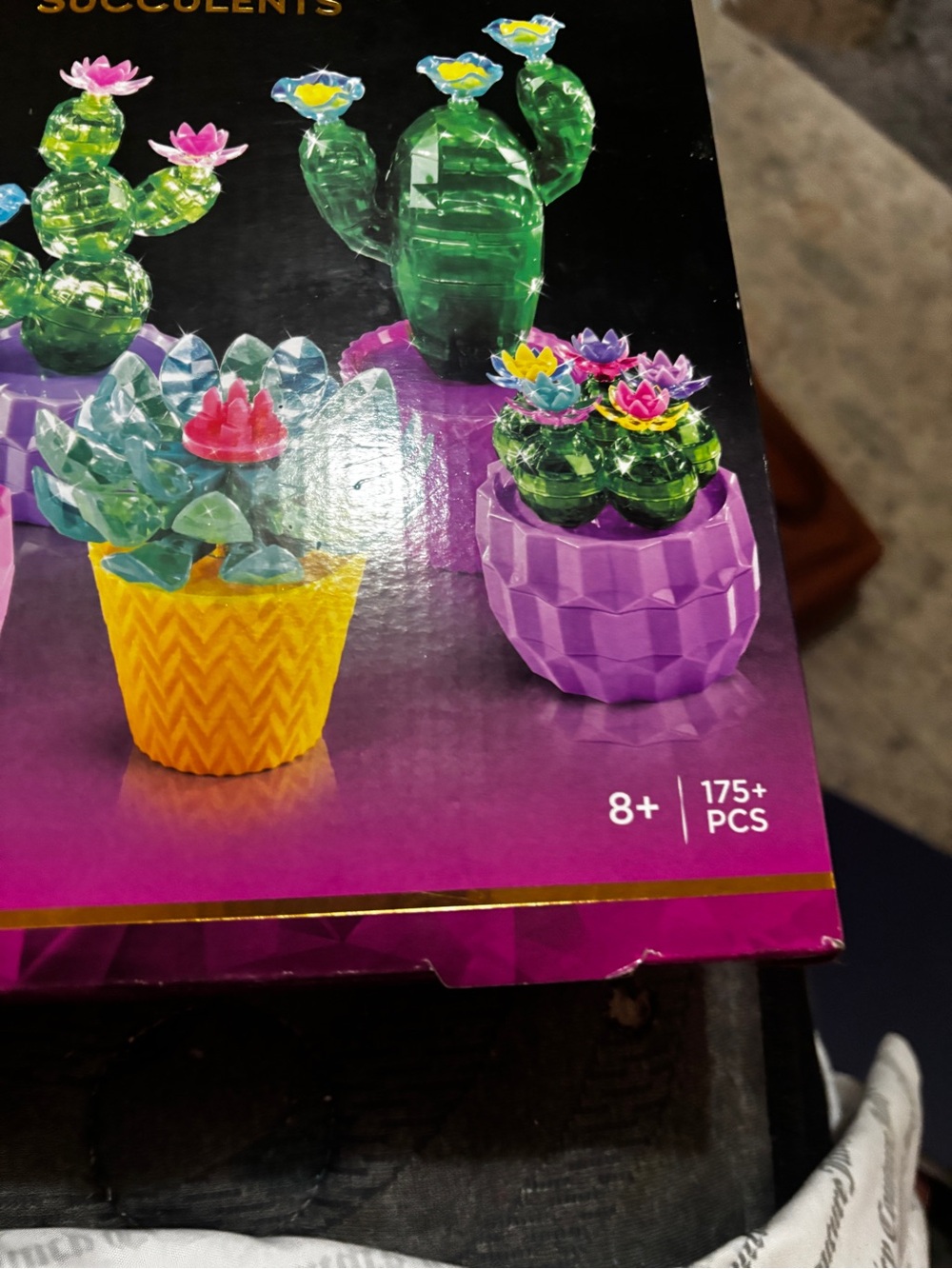 Crystal Succulents Kit - Green & Purple Decorative Plants crystal gem creations